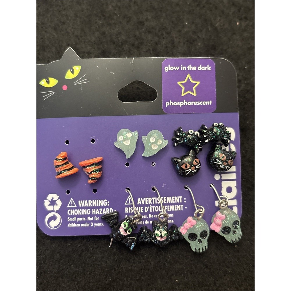 Claire's Halloween‎ Assorted Earrings, 6 Pair Glow In The Dark
